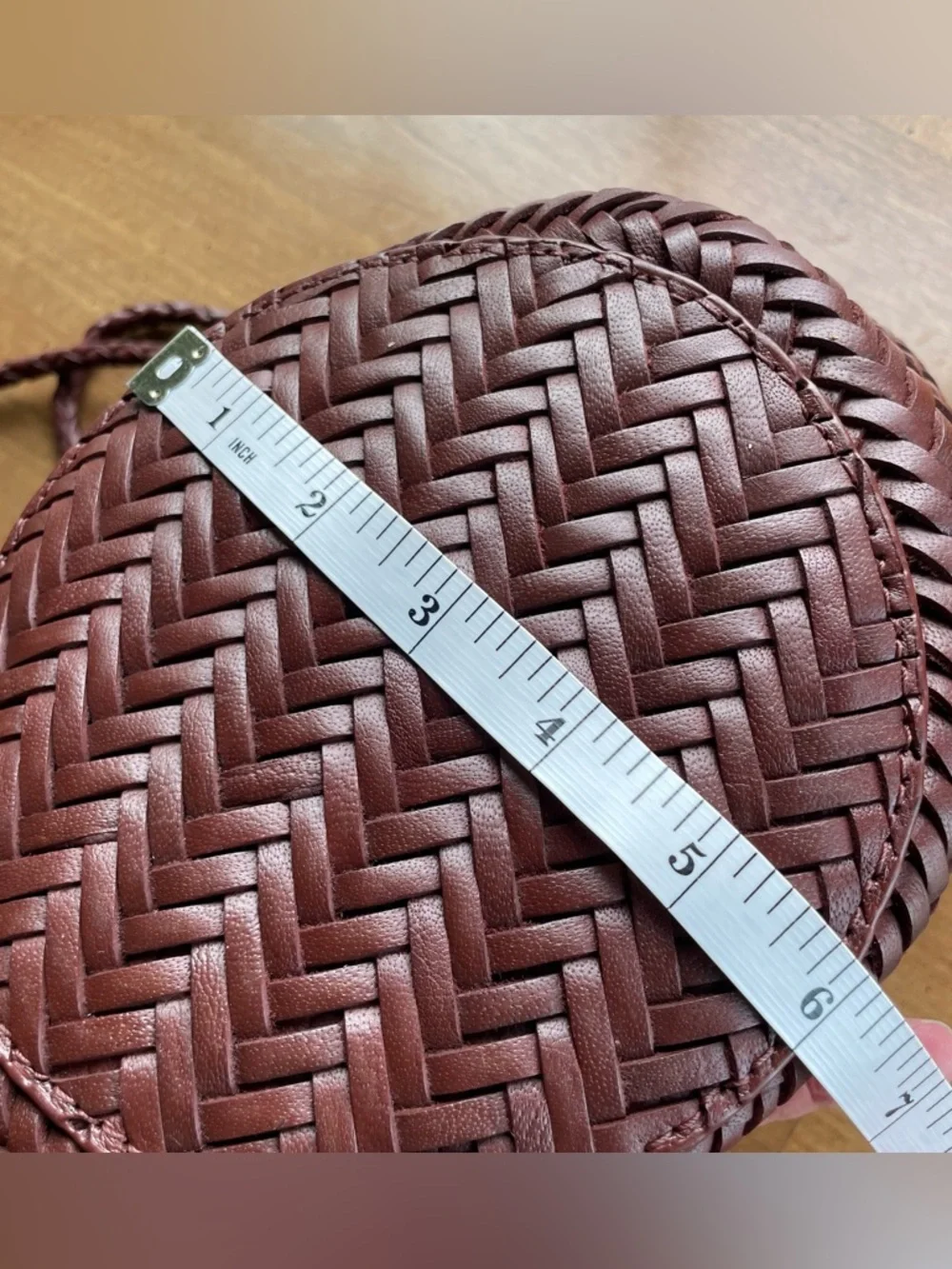 Zara Braided Woven Buffalo Leather Bucket Shoulder Bag - Brown - Picture 15 of 16